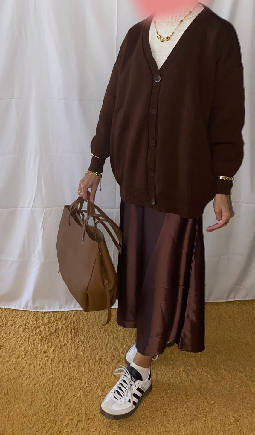 Jupe London satin marron