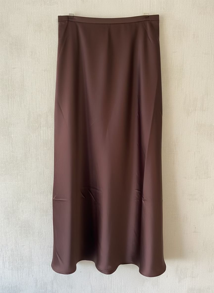 Jupe London satin marron