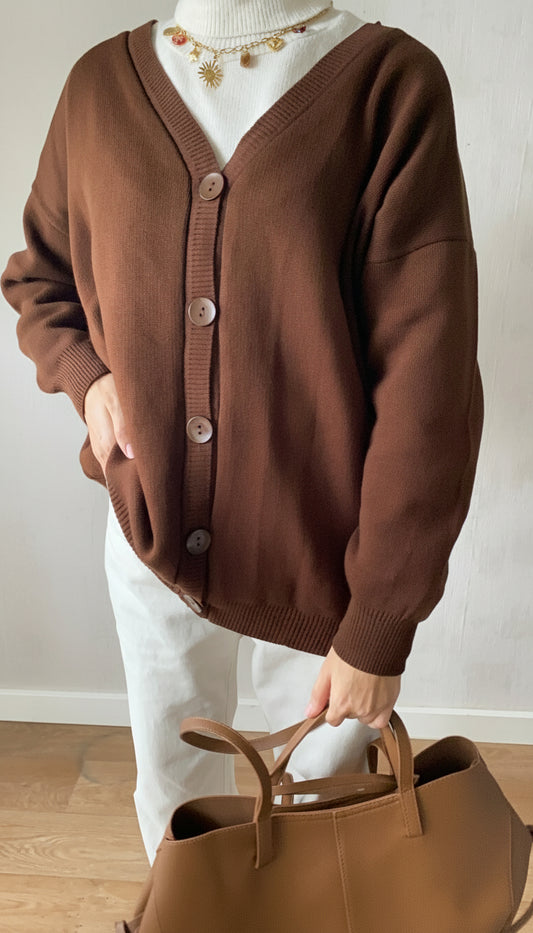 Cardigan Boston marron