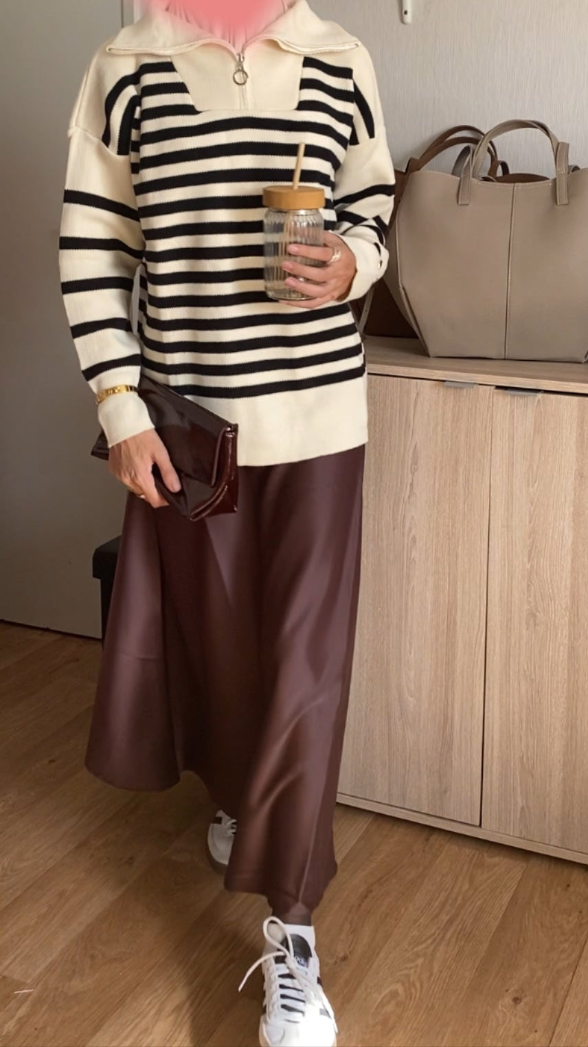 Jupe London satin marron