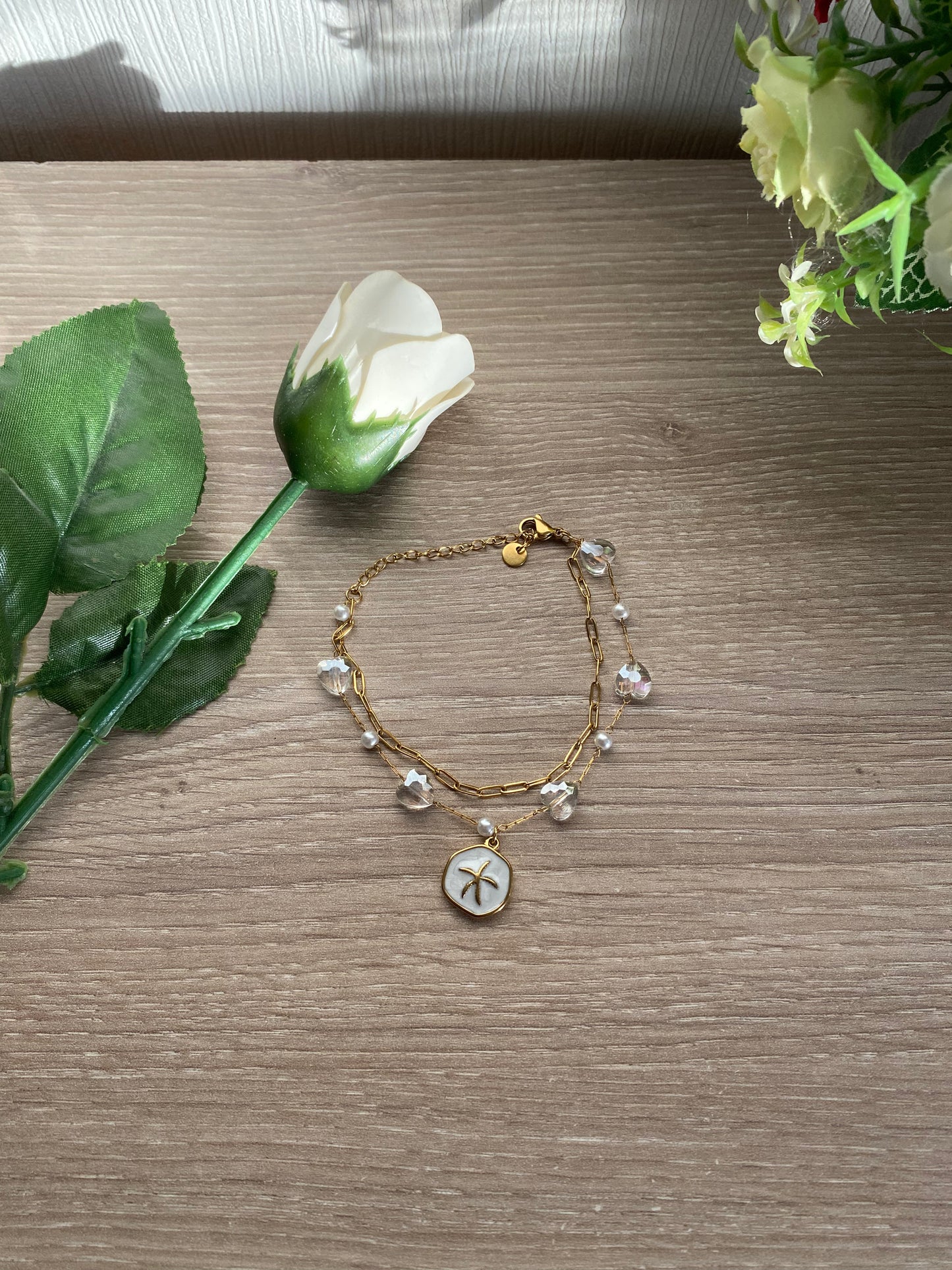 Bracelet perles marines en acier inoxydable