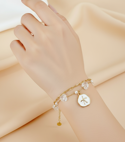 Bracelet perles marines en acier inoxydable