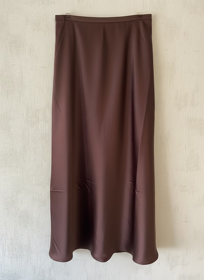 Jupe London satin marron