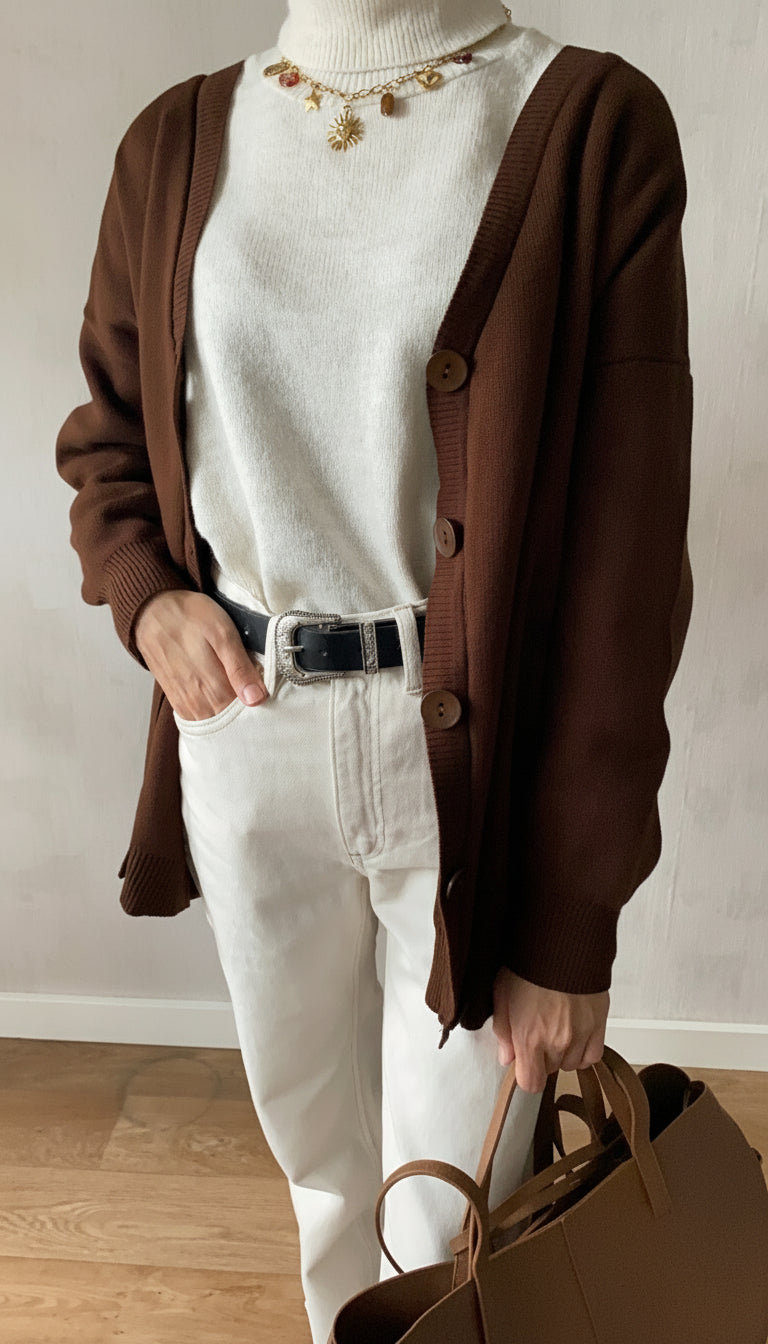 Cardigan Boston marron