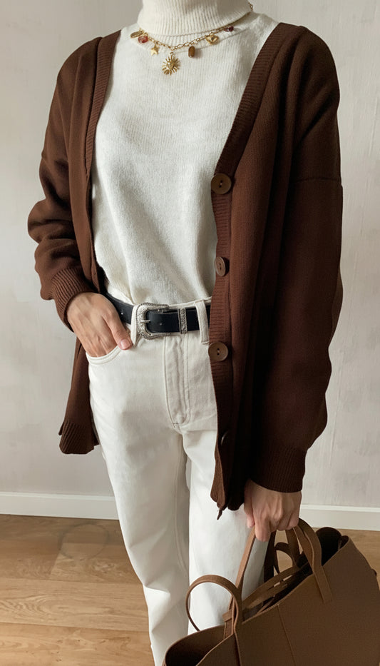 Cardigan Boston marron