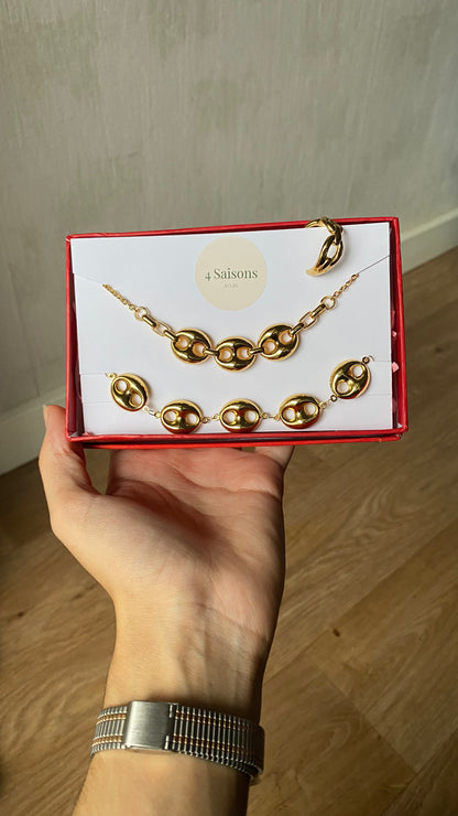 Coffret - parure gros maillon en acier inoxydable